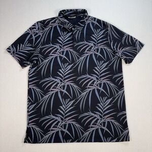 Travis Mathew Buzz Words Golf Polo Men's L Black Palm Print Pima Cotton Stretch